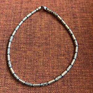 Tiffany & Co Hematite Aztec etched zigzag necklace